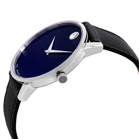 Shop Authentic Movado Museum Classic Blue Dial Black Leather Strap Watch for Men - 0607197 - Luxxuri