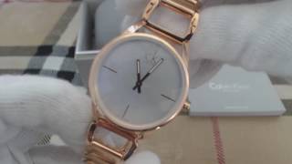 Shop Authentic Calvin Klein Stately White Dial Rose Gold Steel Strap Watch for Women - K3G23626 - Luxxuri
