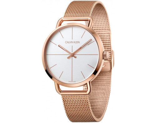 Shop Authentic Calvin Klein Even White Dial Rose Gold Mesh Bracelet Watch for Women - K7B21626 - Luxxuri