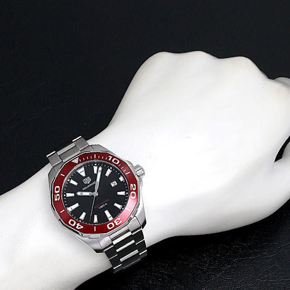 Shop Authentic Tag Heuer Aquaracer Black Dial Silver Steel Strap Watch for Men - WAY101B.BA0746 - Luxxuri