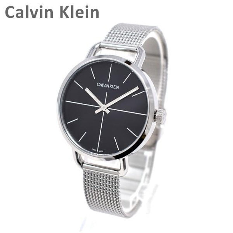 Shop Authentic Calvin Klein Even Black Dial Silver Mesh Bracelet Watch for Women - K7B23121 - Luxxuri