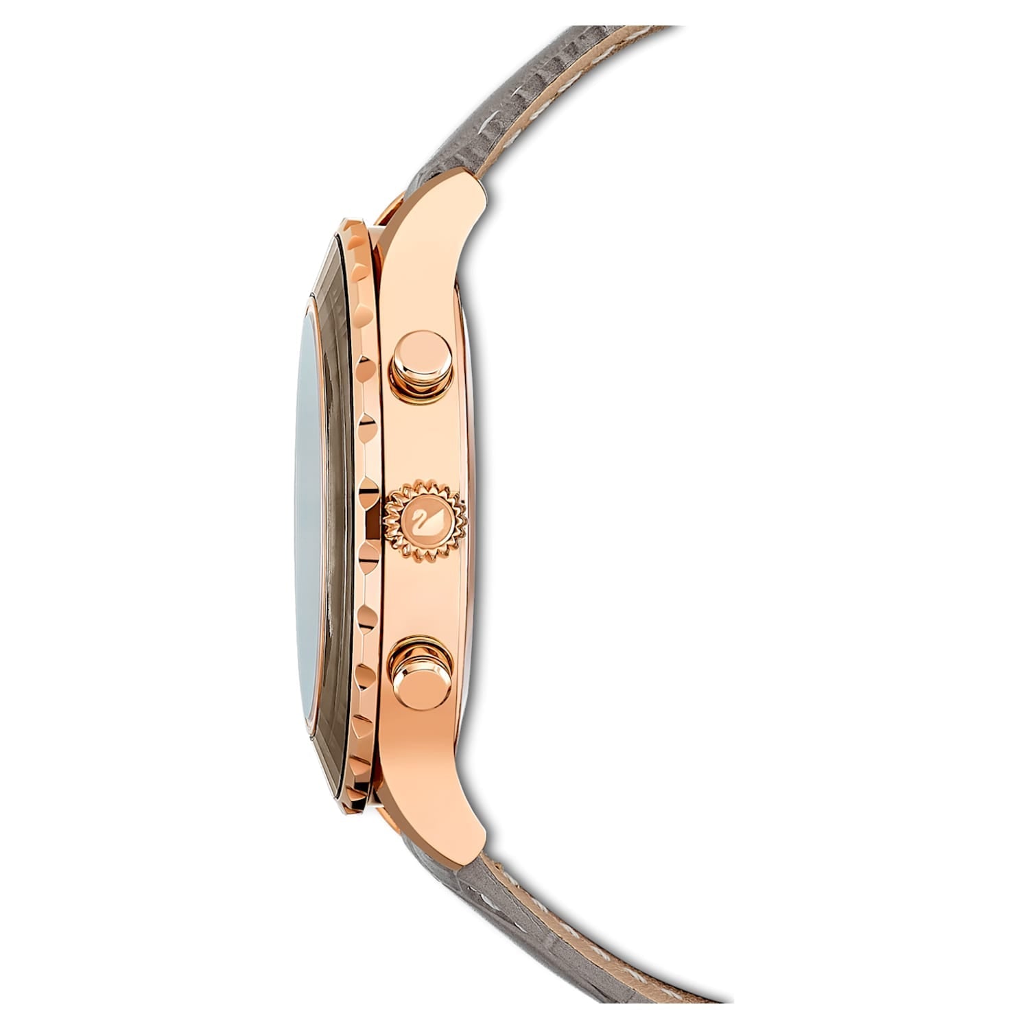 Swarovski Octea Lux Chrono Grey Dial Grey Leather Strap Watch for Women - 5452495