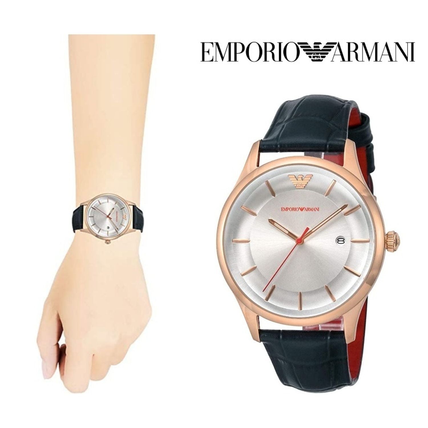 Shop Authentic Emporio Armani Classic Silver Dial Blue Leather Strap Watch For Men - AR11131 - Luxxuri