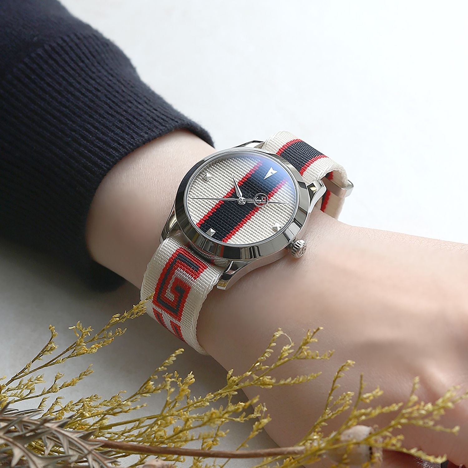 Shop Authentic Gucci G Timeless Quartz White Dial Two Tone NATO Strap Watch For Men - YA1264071 - Luxxuri