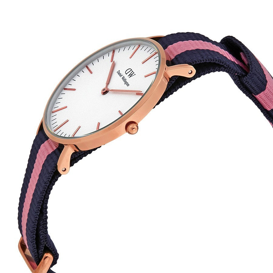 Shop Authentic Daniel Wellington Classic Winchester White Dial Three Tone Nylon Strap Watch For Women - DW00100033 - Luxxuri