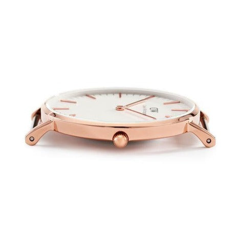 Shop Authentic Daniel Wellington Classic Bristol White Dial Brown Leather Strap Watch For Women - DW00100039 - Luxxuri