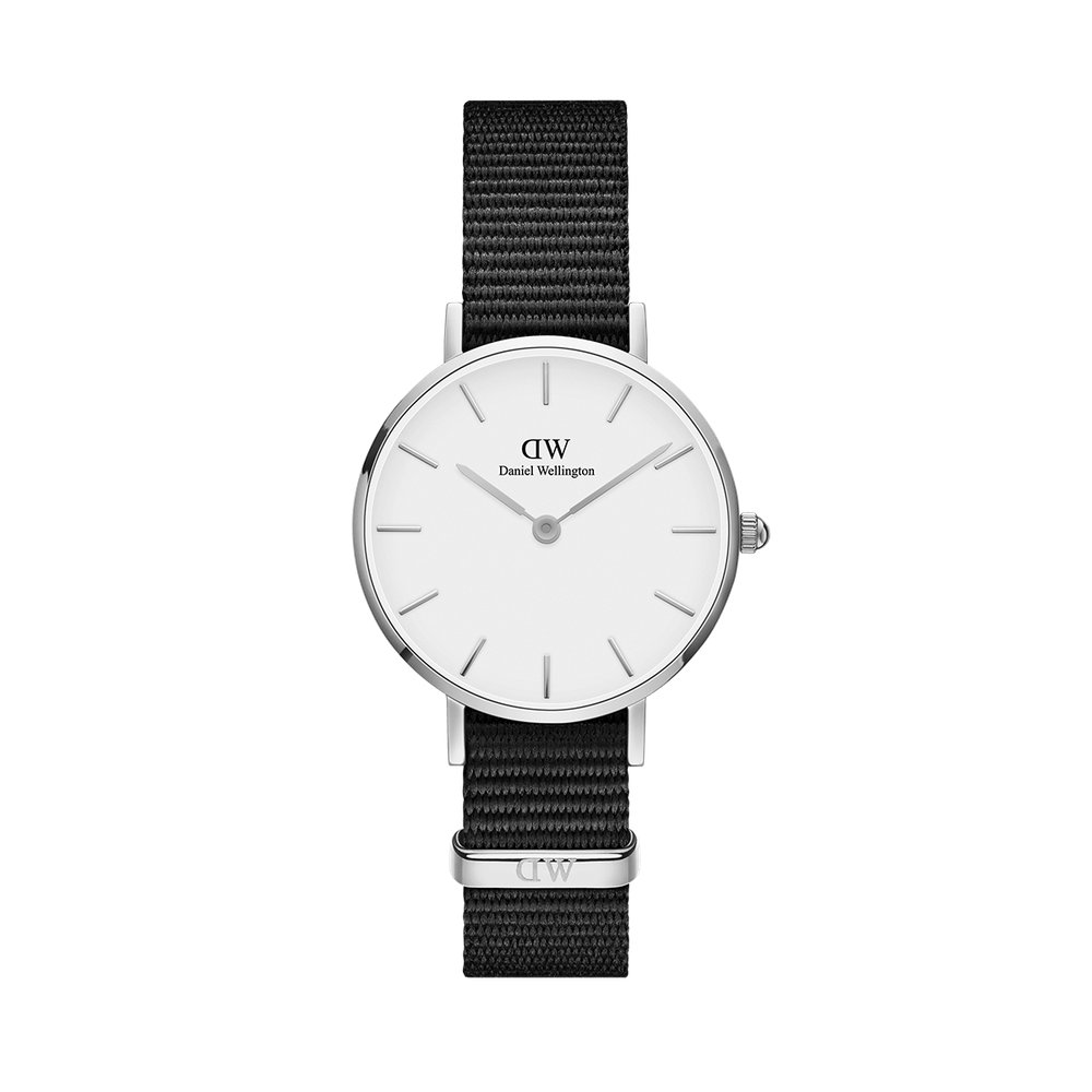 Shop Authentic Daniel Wellington Classic Petite Cornwall White Dial Black Nylon Strap Watch For Women - DW00100252 - Luxxuri