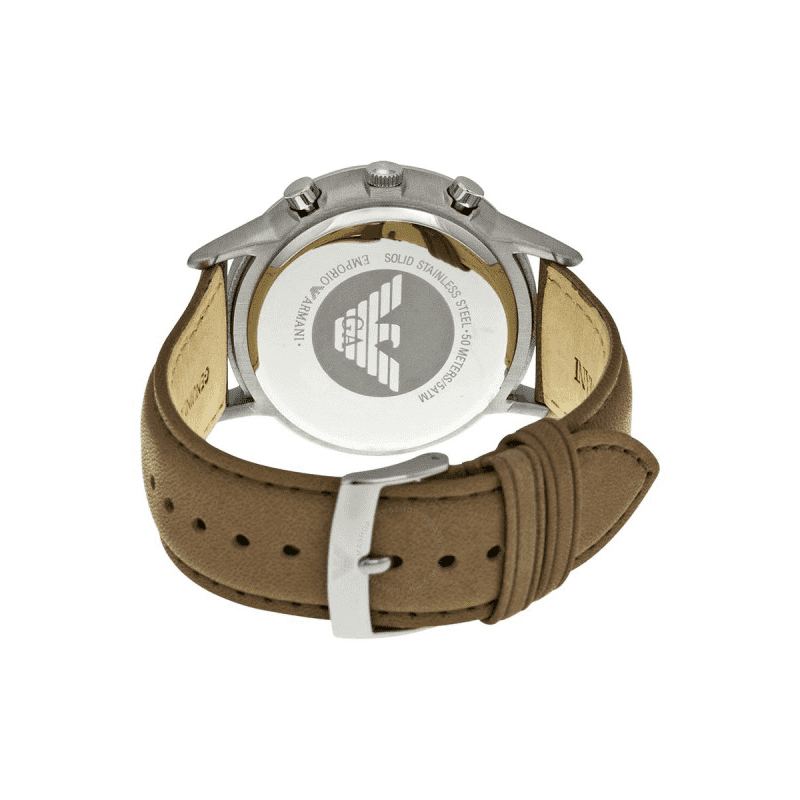 Shop Authentic Emporio Armani Classic Chronograph Silver Dial Brown Leather Strap Watch For Men - AR2471 - Luxxuri