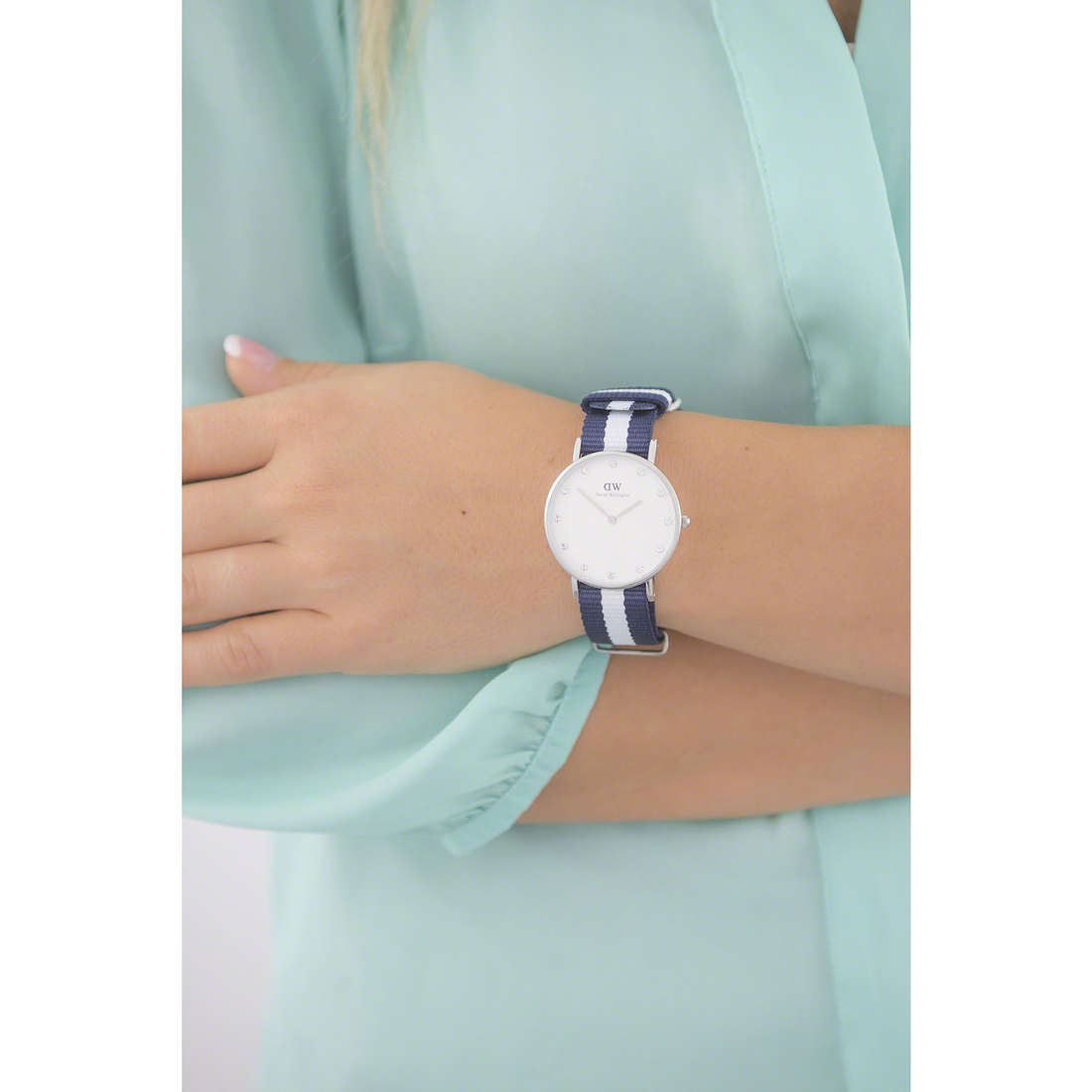 Shop Authentic Daniel Wellington Classy Glasgow White Dial Two Tone Nylon Strap Watch For Women - DW00100082 - Luxxuri