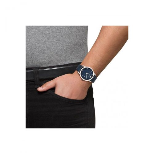 Shop Authentic Emporio Armani Classic Quartz Blue Dial Black Leather Strap Watch For Men - AR1731 - Luxxuri