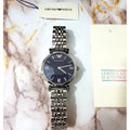 Shop Authentic Emporio Armani Gianni T Bar Dark Blue Dial Silver Stainless Steel Watch For Women - AR11091 - Luxxuri