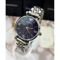Shop Authentic Emporio Armani Gianni T Bar Dark Blue Dial Silver Stainless Steel Watch For Women - AR11091 - Luxxuri