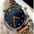 Shop Authentic Emporio Armani Gianni T Bar Crystal Blue Dial Two Tone Steel Strap Watch For Women - AR11092 - Luxxuri