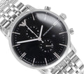 Shop Authentic Emporio Armani Gianni Chronograph Black Dial Silver Steel Strap Watch For Men - AR80009 - Luxxuri
