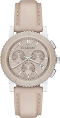 Shop Authentic Burberry The City Chronograph Rose Gold Dial Beige Leather Strap Watch For Women - BU9702 - Luxxuri