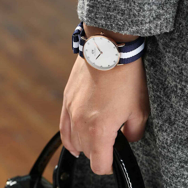 Shop Authentic Daniel Wellington Classy Glasgow White Dial Two Tone Nylon Strap Watch For Women - DW00100078 - Luxxuri