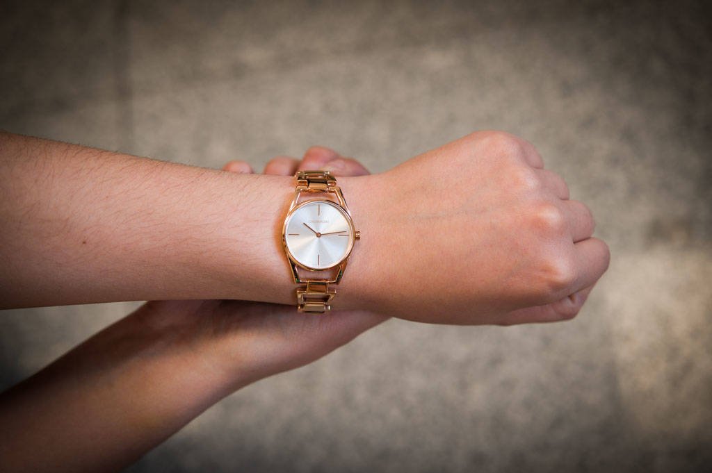 Shop Authentic Calvin Klein Dainty White Dial Rose Gold Steel Strap Watch for Women - K7L23646 - Luxxuri