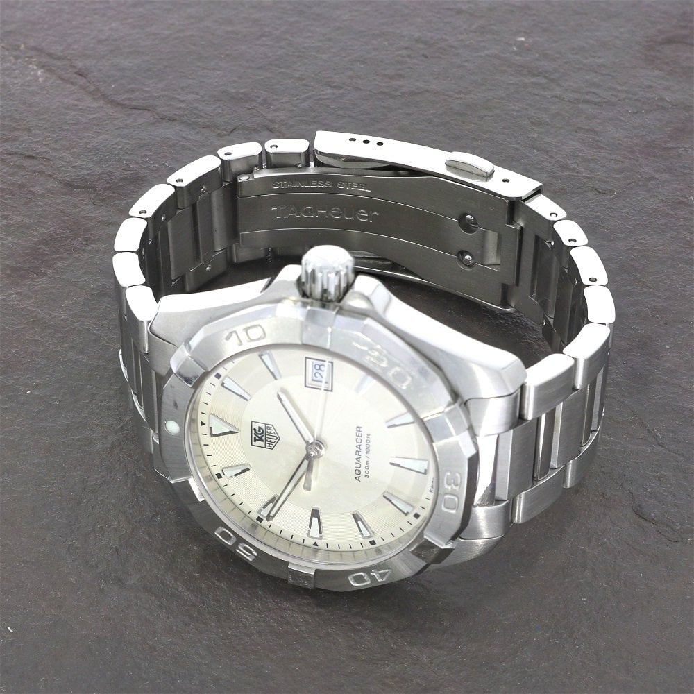 Shop Authentic Tag Heuer Aquaracer Quartz White Dial Silver Steel Strap Watch for Men - WAY1111.BA0928 - Luxxuri