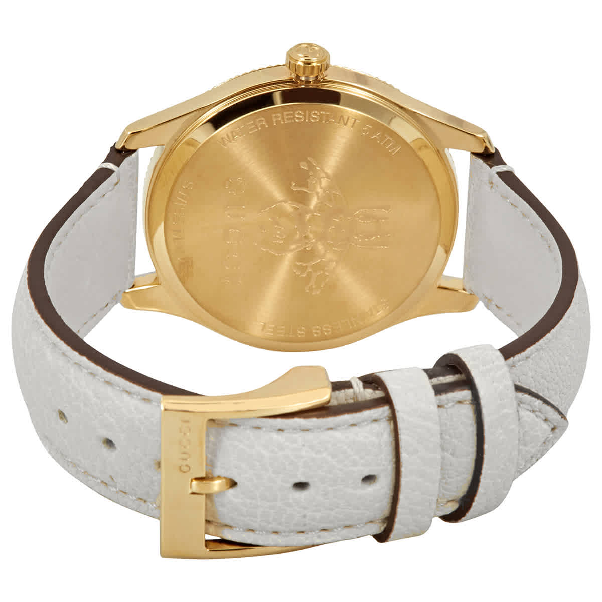 Shop Authentic Gucci G Timeless Quartz Gold Dial Beige Leather Strap Watch For Women - YA1264180 - Luxxuri