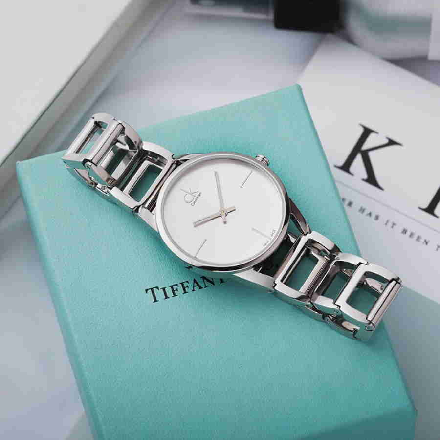 Shop Authentic Calvin Klein Stately White Dial Silver Steel Strap Watch for Women - K3G23126 - Luxxuri