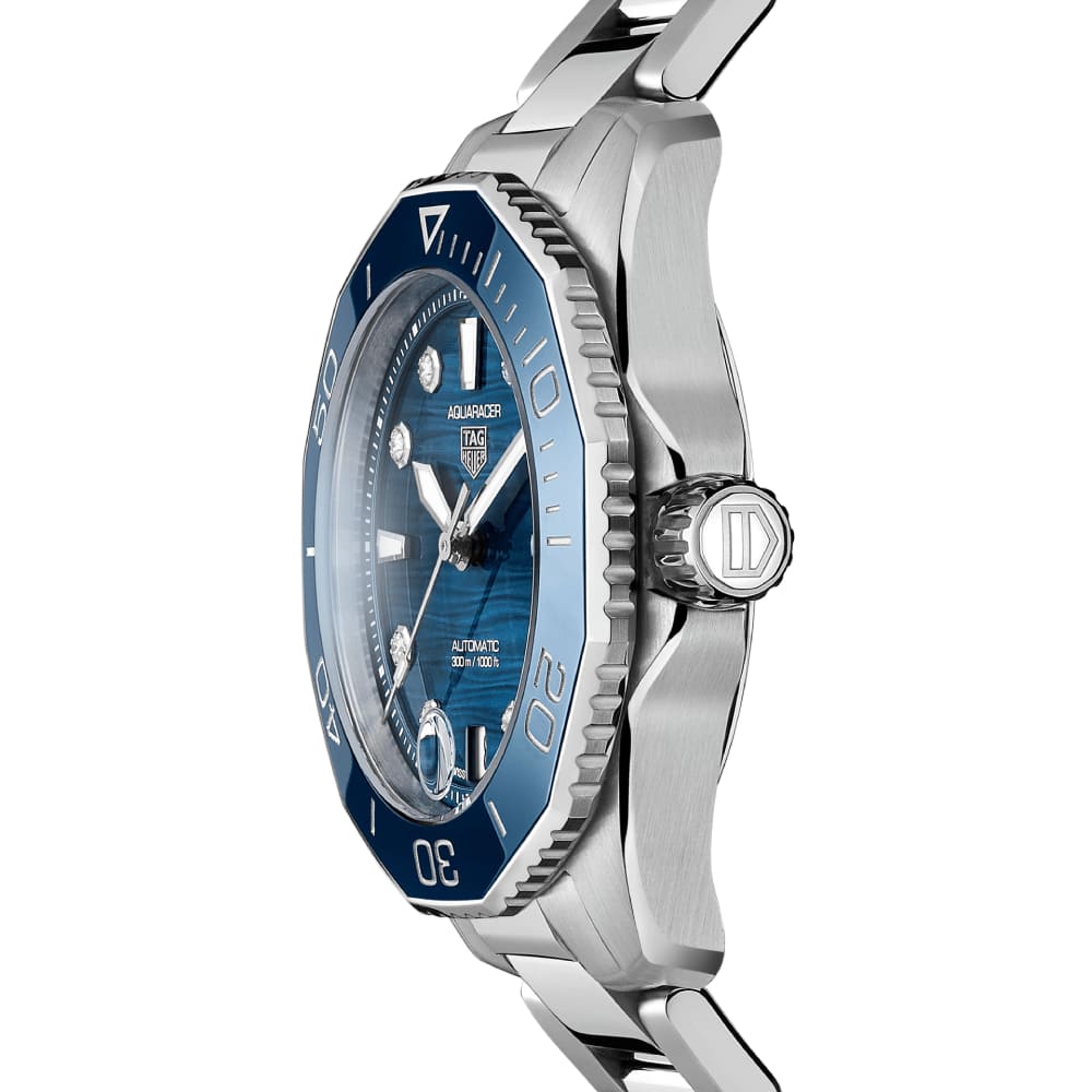 Shop Authentic Tag Heuer Aquaracer Professional 300 Automatic Diamonds Blue Dial Silver Steel Strap Watch for Women - WBP231B.BA0618 - Luxxuri
