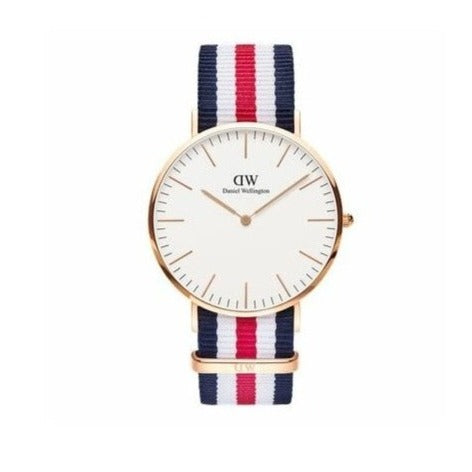 Shop Authentic Daniel Wellington Classic Canterbury White Dial Two Tone Nylon Strap Watch For Men - DW00100002 - Luxxuri