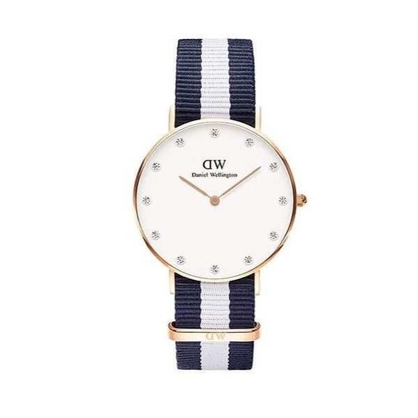 Shop Authentic Daniel Wellington Classy Glasgow White Dial Two Tone Nylon Strap Watch For Women - DW00100078 - Luxxuri