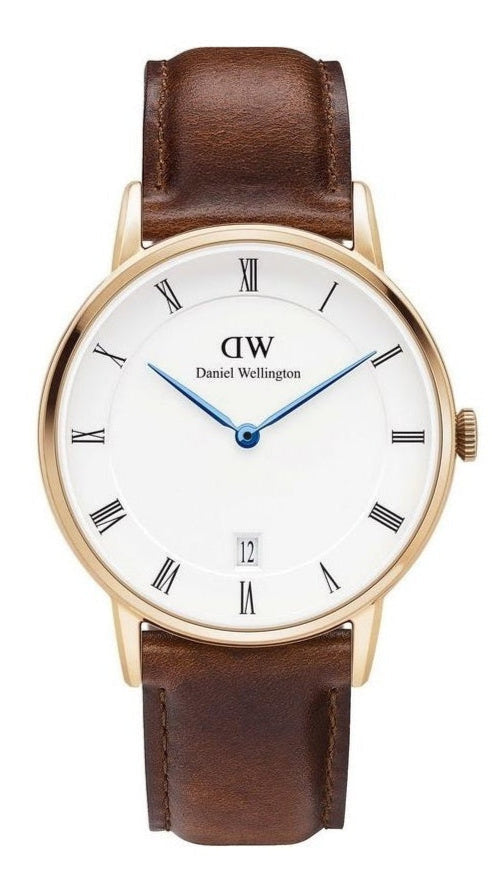 Shop Authentic Daniel Wellington Dapper St Mawes White Dial Brown Leather Strap Watch For Women - DW00100091 - Luxxuri