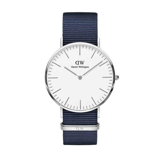 Shop Authentic Daniel Wellington Classic Bayswater White Dial Blue NATO Strap Watch For Men - DW00100276 - Luxxuri