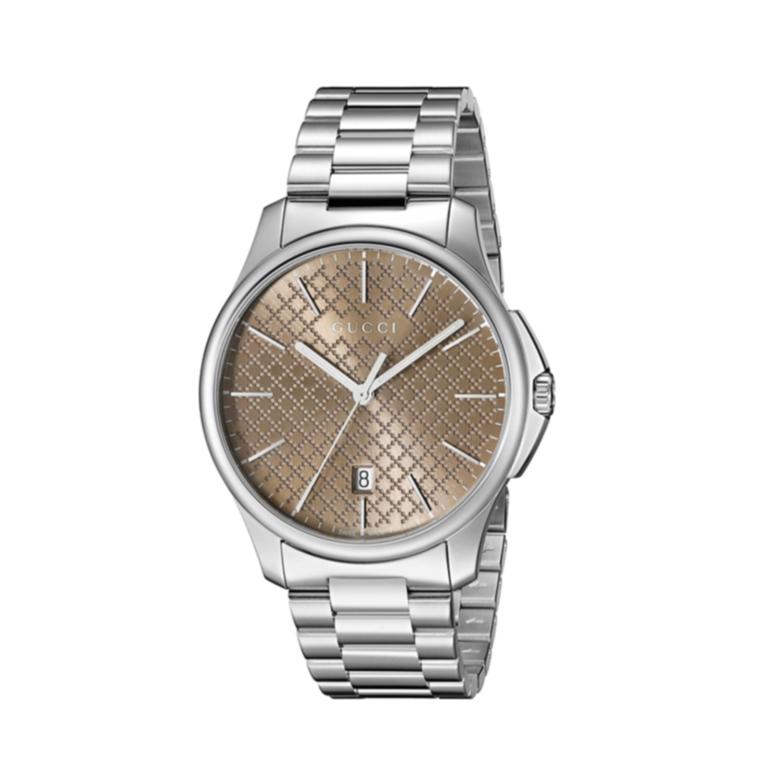Shop Authentic Gucci G Timeless Quartz Brown Dial Silver Steel Strap Watch for Men - YA126317 - Luxxuri