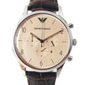 Shop Authentic Emporio Armani Classic Chronograph Cream Dial Brown Leather Strap Watch For Men - AR1878 - Luxxuri