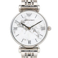 Shop Authentic Emporio Armani Gianni T Bar White Marble Dial Silver Steel Strap Watch For Women - AR11170 - Luxxuri