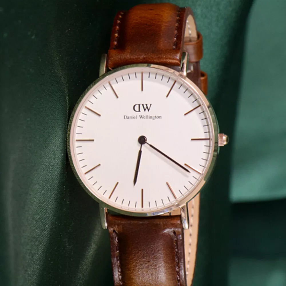 Shop Authentic Daniel Wellington Classic Bristol White Dial Brown Leather Strap Watch For Women - DW00100039 - Luxxuri