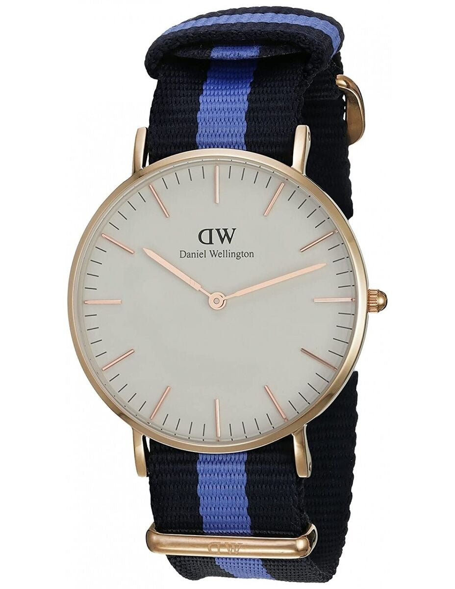 Shop Authentic Daniel Wellington Classic Swansea White Dial Two Tone Nylon Strap Watch For Women - 0504DW - Luxxuri