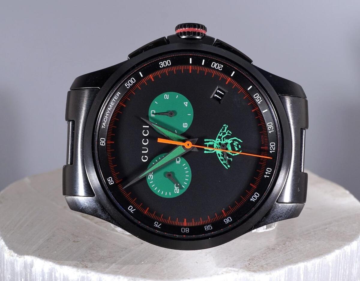 Shop Authentic Gucci G Timeless Quartz Black Dial Black Steel Strap Watch for Men - YA126270 - Luxxuri