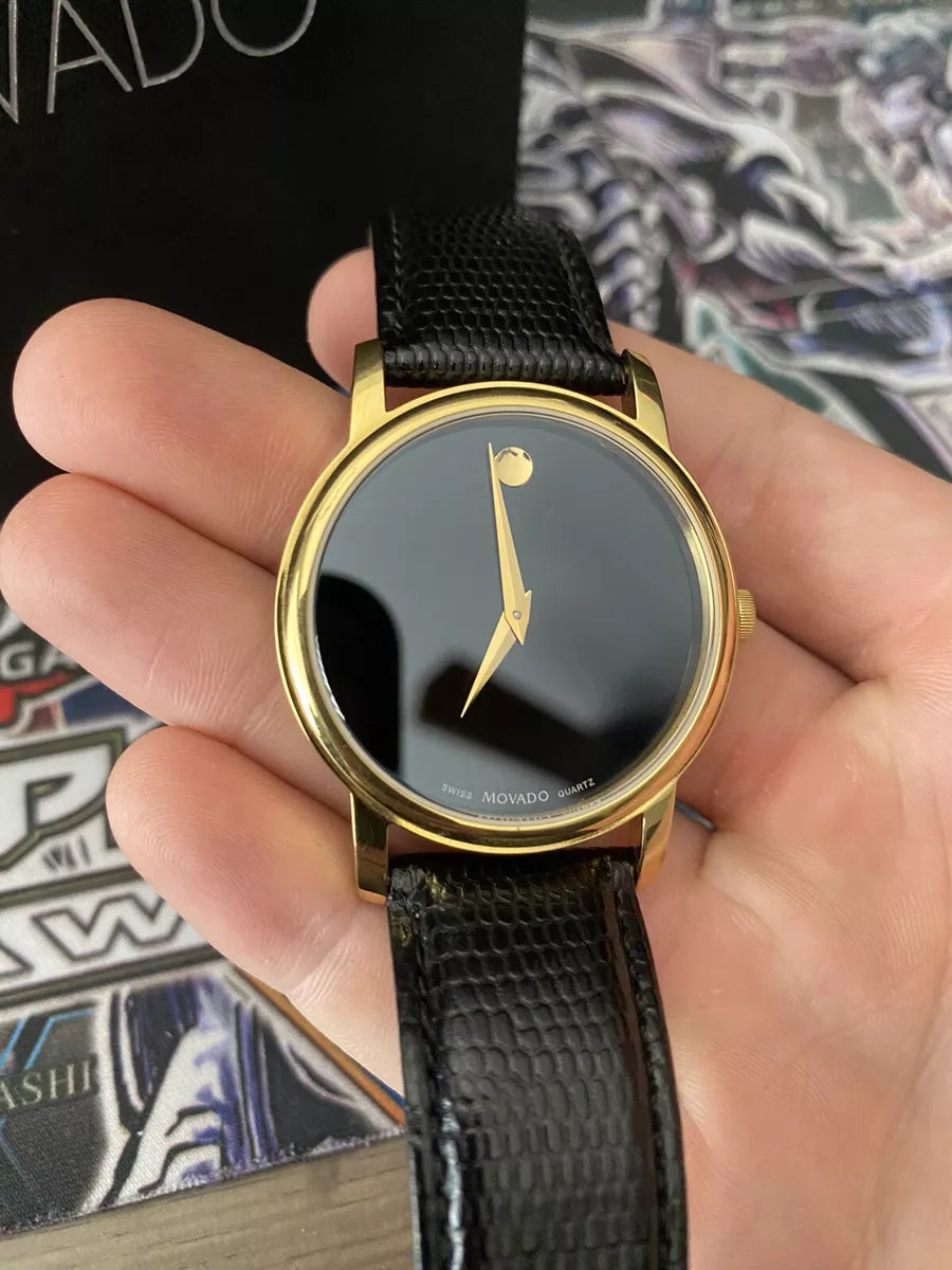 Shop Authentic Movado Museum Classic Quartz Black Dial Black Leather Strap Watch for Men - 0607195 - Luxxuri