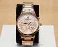 Shop Authentic Emporio Armani Classic Rose Gold Chronograph Steel Strap Watch For Men - AR2452 - Luxxuri