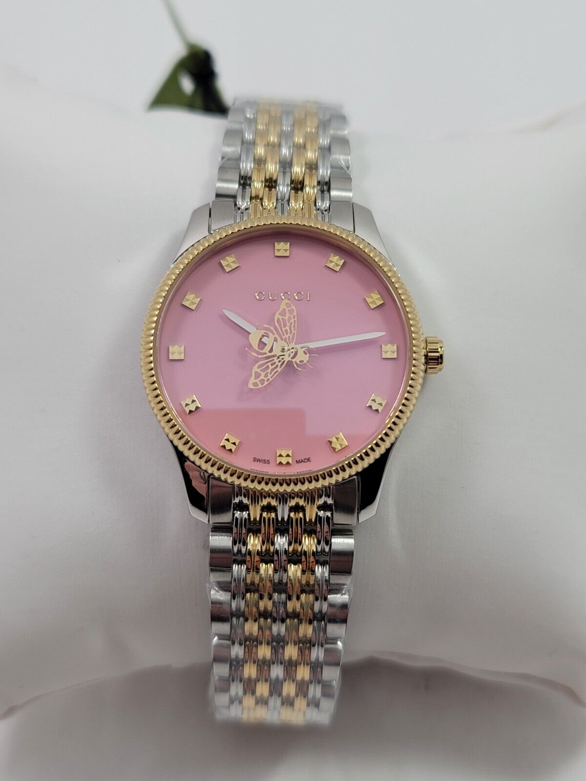 Shop Authentic Gucci G Timeless Quartz Pink Dial Two Tone Steel Strap Watch For Women - YA1265030 - Luxxuri