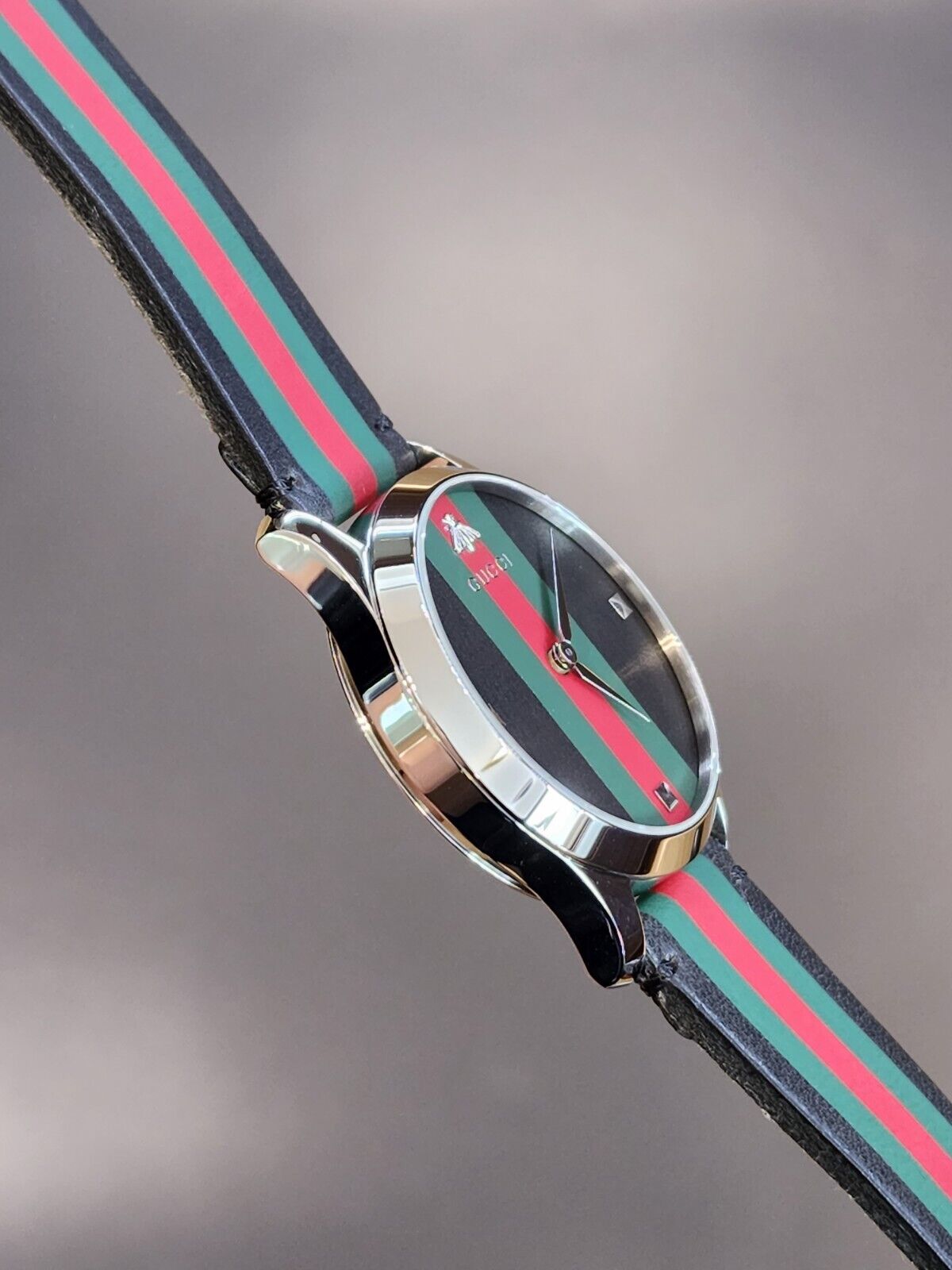 Shop Authentic Gucci G Timeless Quartz Black Dial Multicolored Black Leather Strap Watch For Men - YA1264079 - Luxxuri
