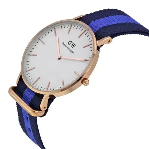 Shop Authentic Daniel Wellington Classic Swansea White Dial Two Tone Nylon Strap Watch For Women - 0504DW - Luxxuri
