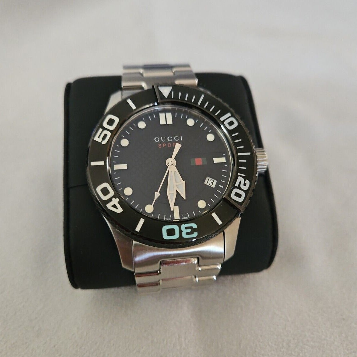 Shop Authentic Gucci G Timeless Black Dial Silver Steel Strap Watch For Men - YA126249 - Luxxuri