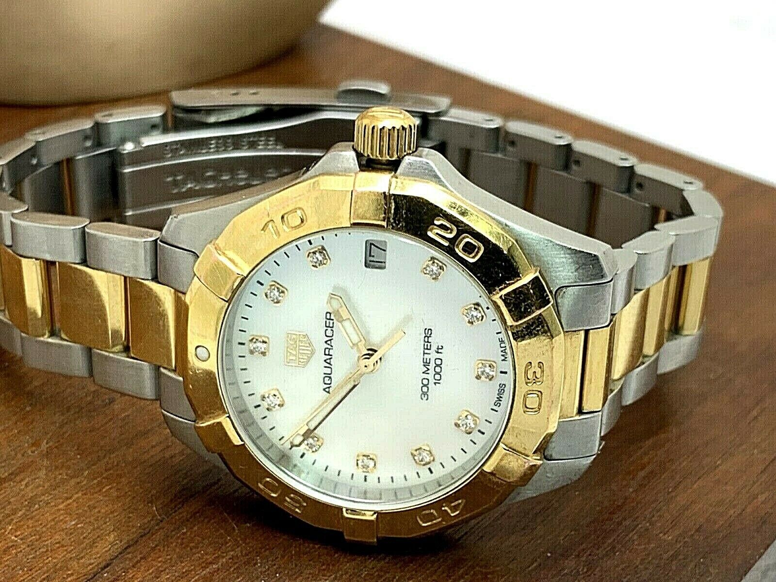 Shop Authentic Tag Heuer Aquaracer White Mother of Pearl Dial Two Tone Steel Strap Watch for Women - WBD1322.BB0320 - Luxxuri