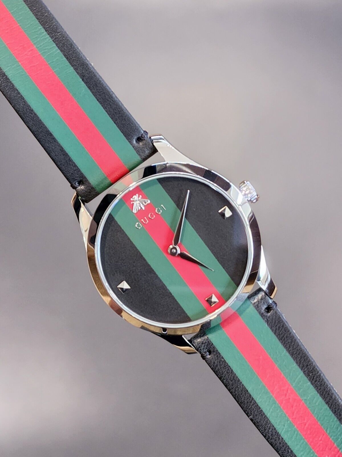 Shop Authentic Gucci G Timeless Quartz Black Dial Multicolored Black Leather Strap Watch For Men - YA1264079 - Luxxuri