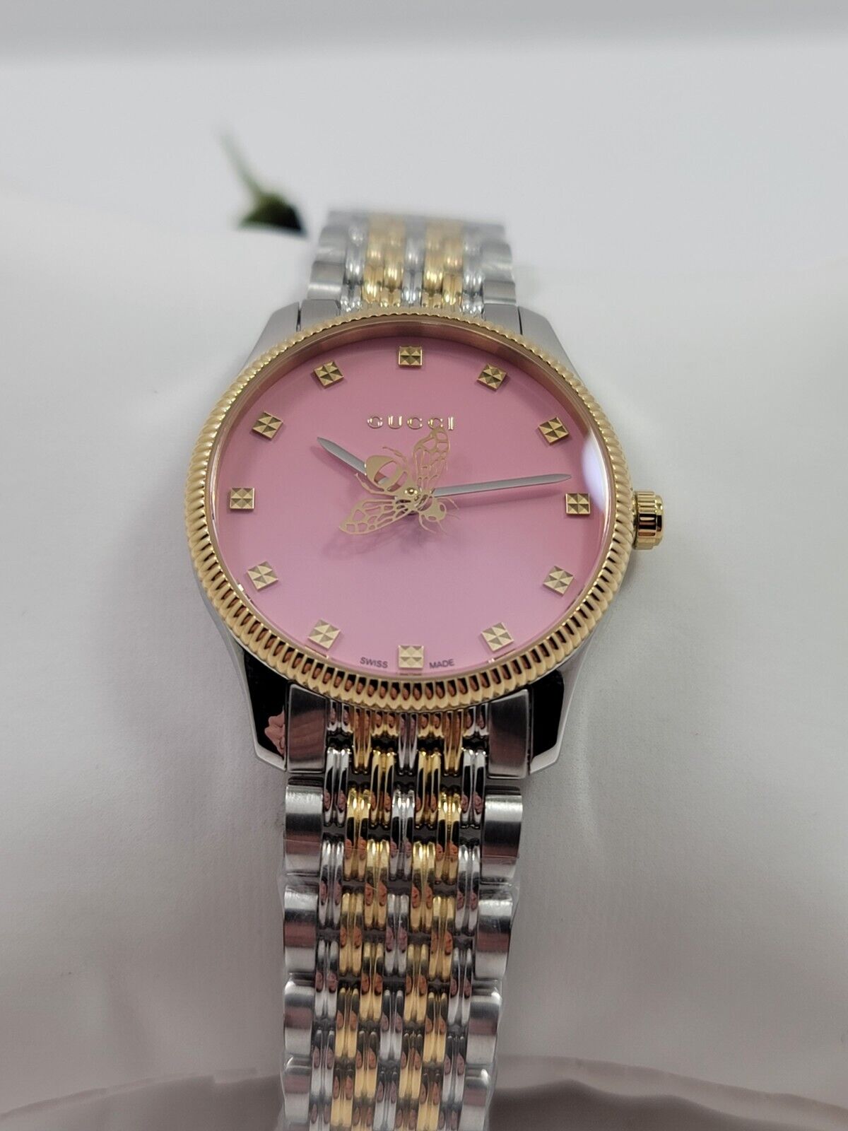 Shop Authentic Gucci G Timeless Quartz Pink Dial Two Tone Steel Strap Watch For Women - YA1265030 - Luxxuri