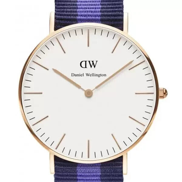 Shop Authentic Daniel Wellington Classic Swansea White Dial Two Tone Nylon Strap Watch For Women - 0504DW - Luxxuri