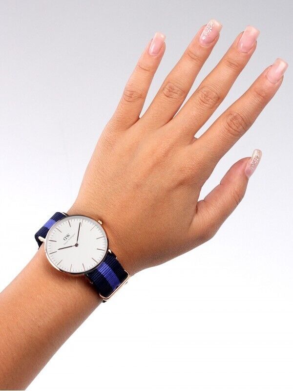 Shop Authentic Daniel Wellington Classic Swansea White Dial Two Tone Nylon Strap Watch For Women - 0504DW - Luxxuri