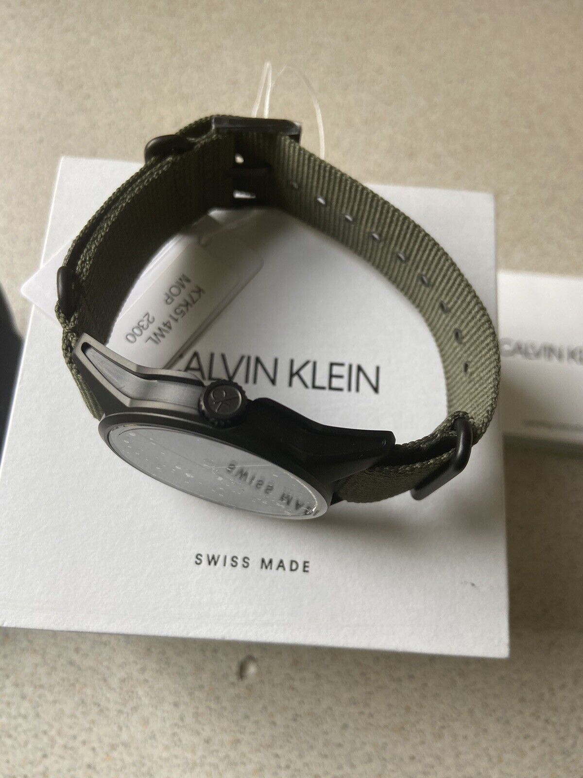 Shop Authentic Calvin Klein Tone Green Dial Green NATO Strap Watch for Men - K7K514WL - Luxxuri
