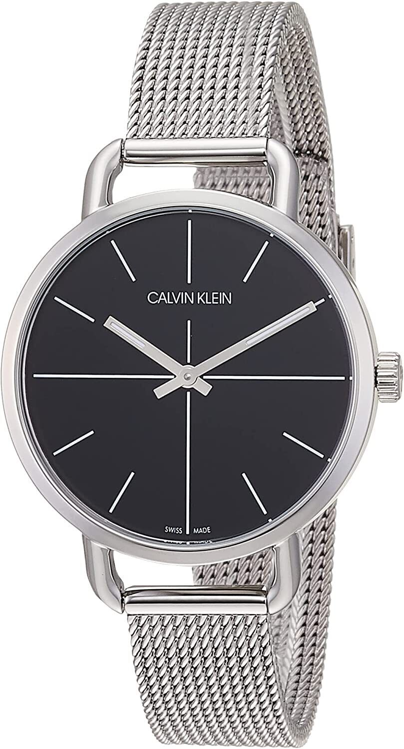 Shop Authentic Calvin Klein Even Black Dial Silver Mesh Bracelet Watch for Women - K7B23121 - Luxxuri
