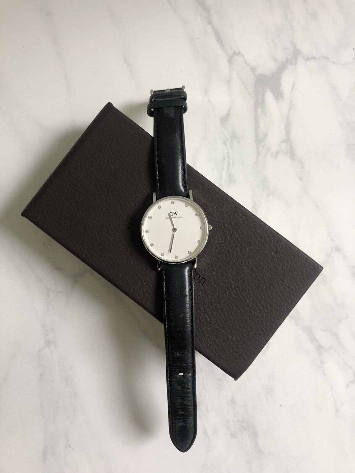 Shop Authentic Daniel Wellington Classy Sheffield White Dial Black Leather Strap Watch For Women - DW00100080 - Luxxuri