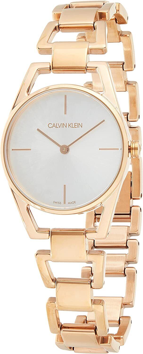Shop Authentic Calvin Klein Dainty White Dial Rose Gold Steel Strap Watch for Women - K7L23646 - Luxxuri